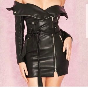 House of CB black faux leather dress